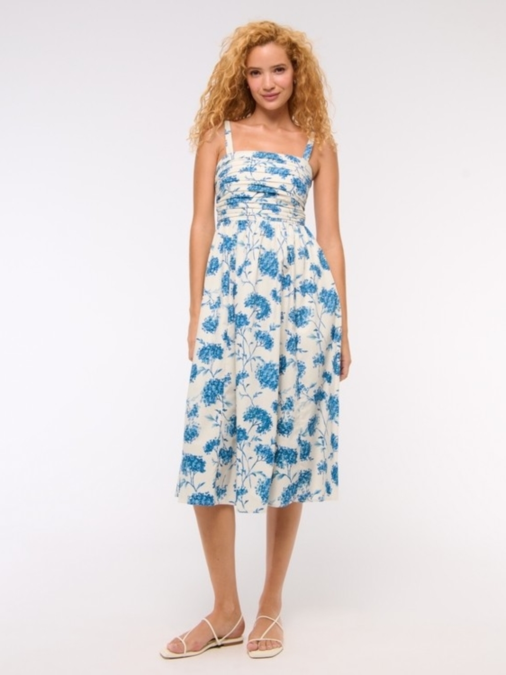Abercrombie Blue Floral Emmerson Midi Length Dress